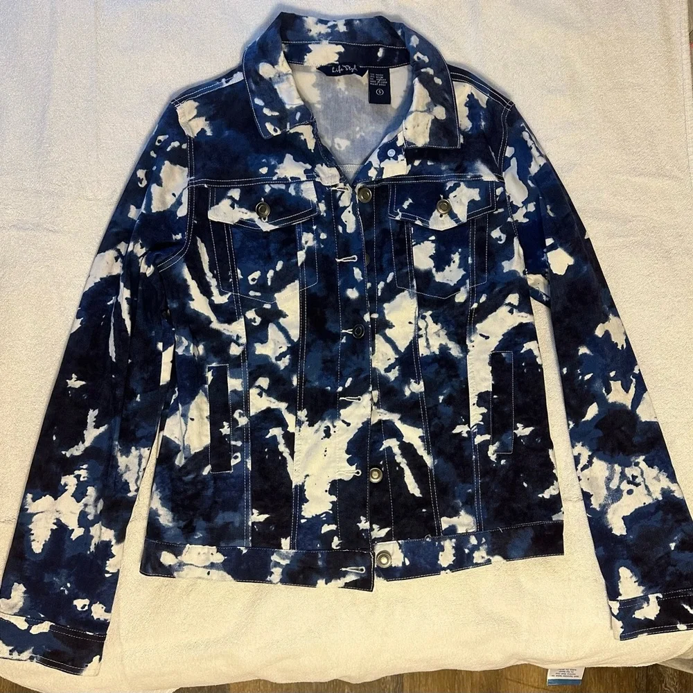 Life Style‎ Tie Dye Truckers Denim Jacket - Size Small